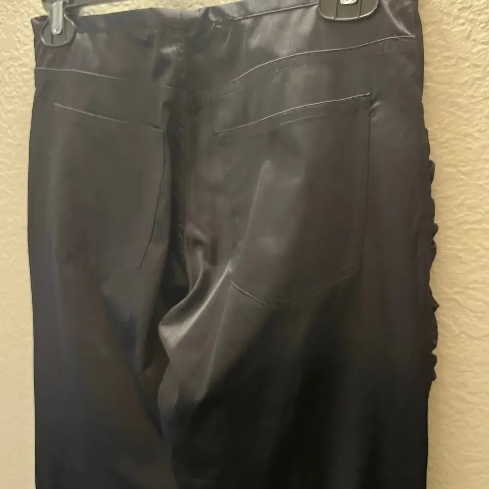 Seven Express Y2K Ruched Satin Cargo Pants Flare Leg Black 26 Cyber Clubwear - Picture 10 of 10